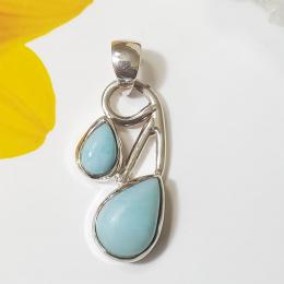 SAPMK08139 Stunning Wholesale Handmade Bezel Larimar Pendants 925 Sterling Silver