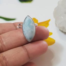 SARMK08008 Adjustable Gorgeous Bezel Larimar Ring Party Wear 925 Sterling Silver