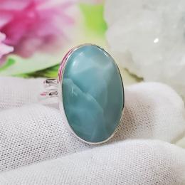 SARMK08015 Adjustable Beautiful Larimar Gemstone With 925 Silver Stunning Ring