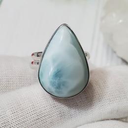 SARMK08020 Adjustable Larimar Natural Gemstone Designer Women's Rings 925 Sterling Silver