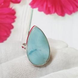 SARMK08036 Adjustable 925 Sterling Silver Pretty Womens Stacking Rings of Origianl Larimar Gemstone