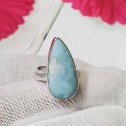 SARMK08046 Adjustable Gorgeous Look Larimar Gemstone Light Weight Ring 925 Sterling Silver