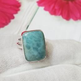 SARMK08047 Adjustable Gorgeous Bezel Larimar Ring Party Wear 925 Sterling Silver