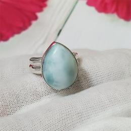 SARMK08050 Adjustable Designer Larimar Gemstone Rings Indian Factory Made With 925 Sterling Silver